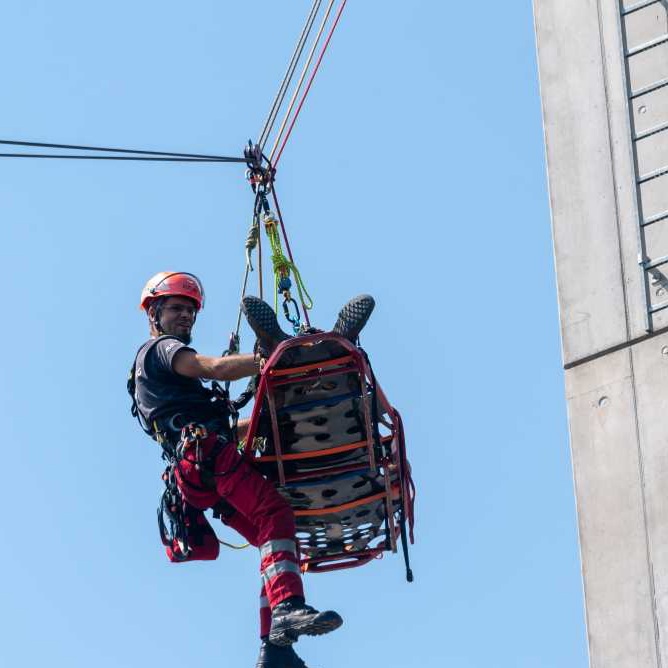 Sebastian Maile, Höhenrettungsübung am Trage